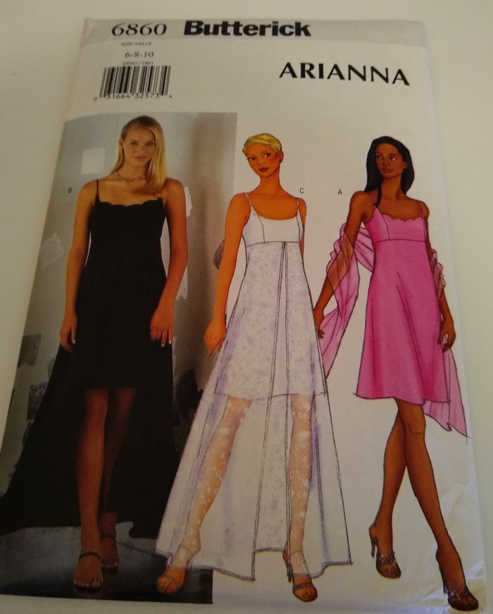 2000 Butterick 6860 Misses/Miss Petite Prom or Formal Dress & Scarf Sewing Pattern – Sizes 6–10