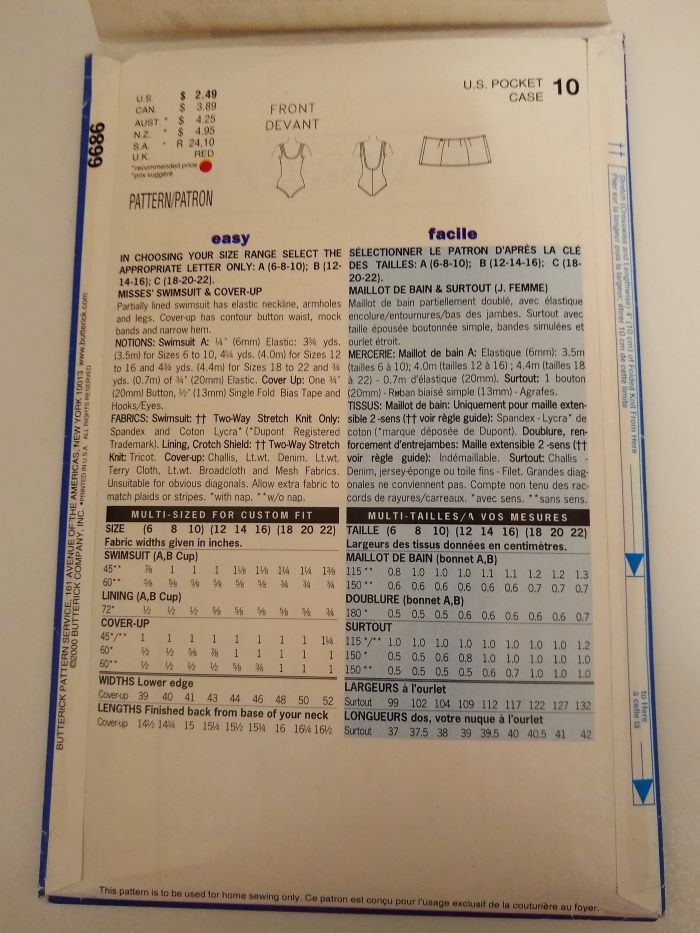 Rare Butterick 6686 Misses Swimsuit & Wrap Cover-Up Sewing Pattern Sz 12–16 Easy See & Sew Factory-Folded