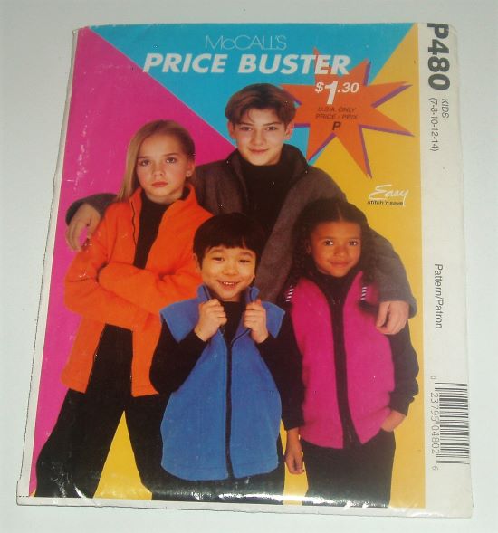 2000 McCall’s Easy Stitch 'N Save P480 – Unisex Child’s Jacket or Vest Sewing Pattern Sz 7-14 Factory-Folded