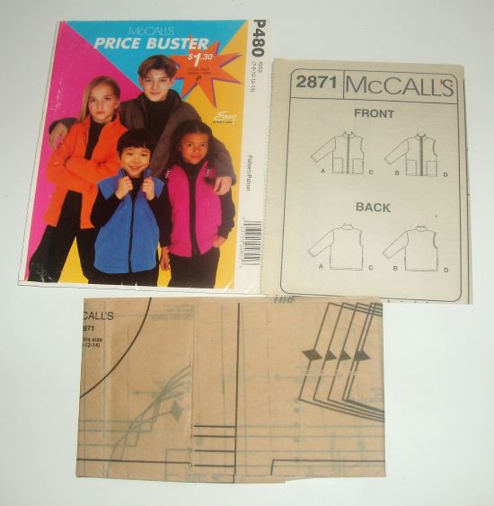 2000 McCall’s Easy Stitch 'N Save P480 – Unisex Child’s Jacket or Vest Sewing Pattern Sz 7-14 Factory-Folded