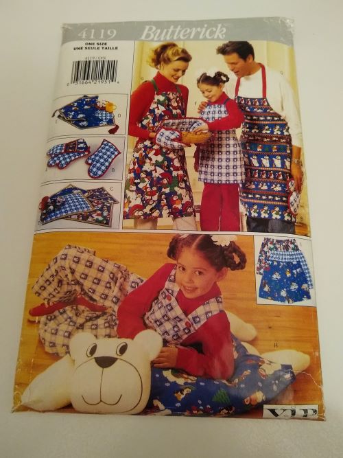 1995 Butterick 4119 Unisex Christmas Gift Package Crafts Sewing Pattern Aprons, Mitts, Decor & More FF One Size