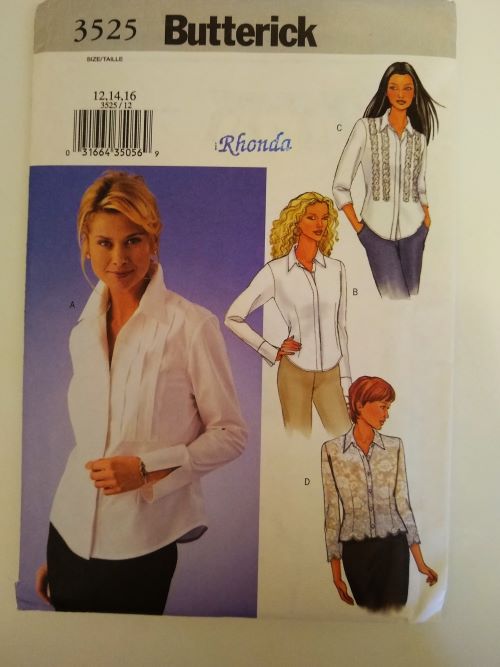 Butterick 3525 – Misses Semi-Fitted Shirt Variations Sewing Pattern – Sizes 12–16 Factory-Folded