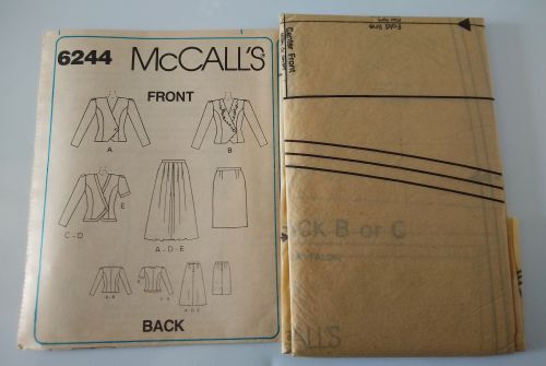 McCall’s 6244 (1992) – Misses Two-Piece Dresses with Jacket & Skirt – Sizes 8–12 – Factory-Folded Sewing Pattern