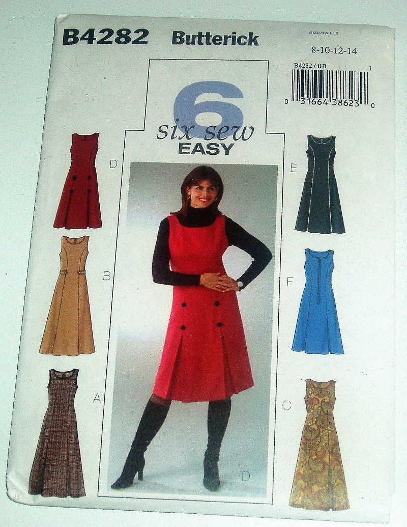 Butterick B4282 Sewing Pattern Misses/Misses Petite Dress Jumper 8–14 Easy Factory-Folded