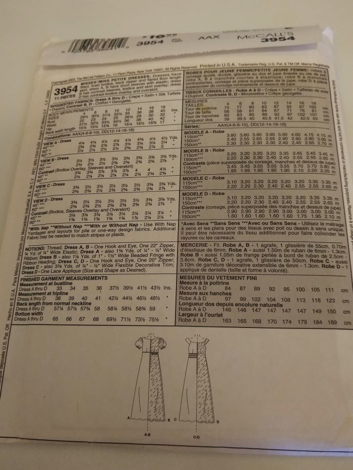 McCall’s 3954 Evening Elegance Formal Dress Pattern Sizes 4–10 Factory-Folded