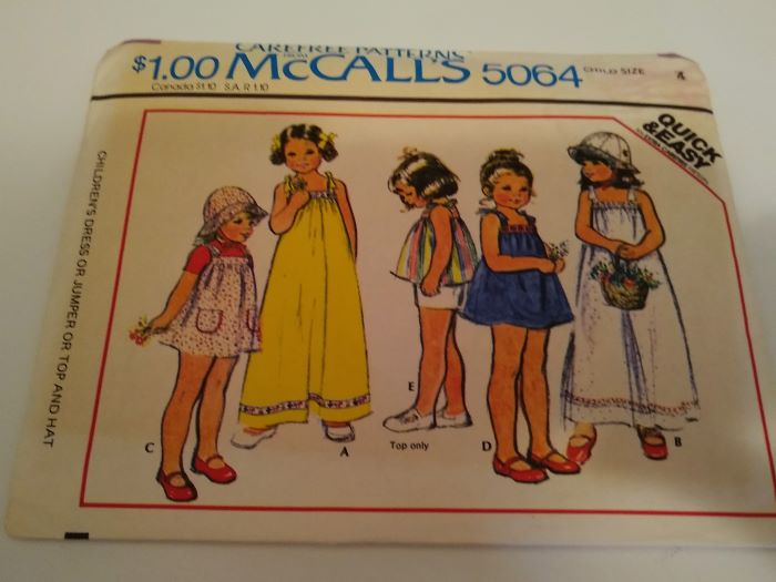 Vintage McCall's 5064 Child’s Summer Dress, Top, Jumper & Hat – Size 4 (1978) Factory-folded
