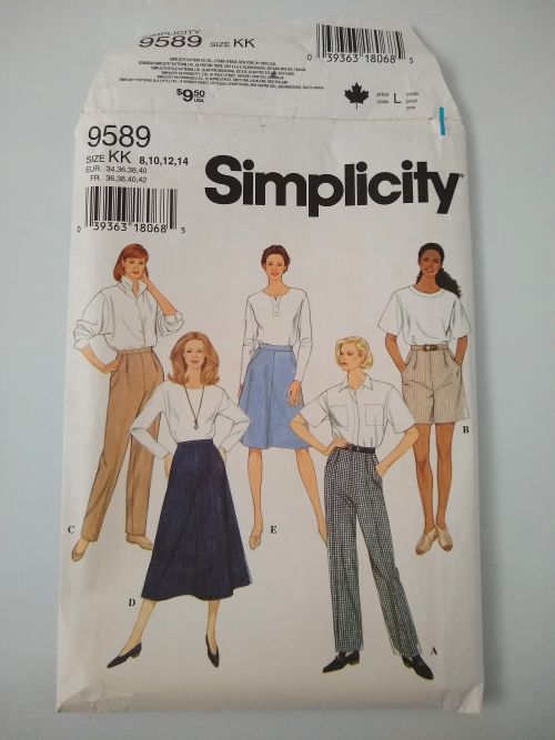 Simplicity 9589 (1995) Misses Straight Pants & A-Line Skirt Sizes 8-14 Factory-Folded