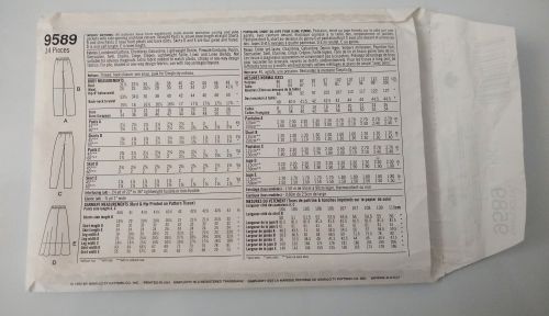 Simplicity 9589 (1995) Misses Straight Pants & A-Line Skirt Sizes 8-14 Factory-Folded