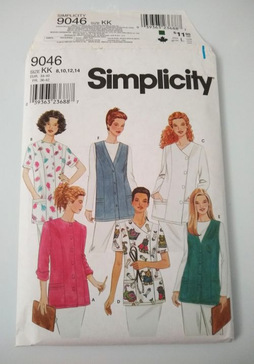 Simplicity 9046 1999 Misses Scrub Top or Vest Pattern Sizes 8–14 Sewing Pattern