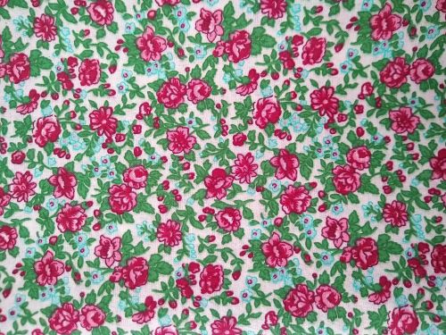 MDG Quilter’s Calico Pink & Red Floral Cotton on Cream  3 Yards x 45"