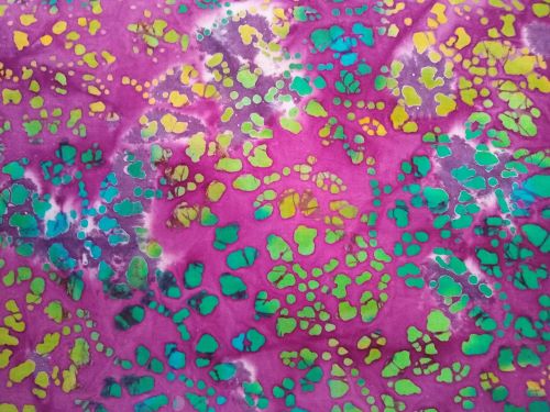 MDG Batik Cotton Fabric Pebble Print in Green, Peach, Teal & Shaded Burgundy 3 Yards x 45