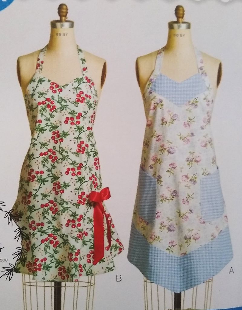 McCall’s L9594 Misses’ Full Apron Pattern Sizes S–L Round or V Hem Optional Pockets FF