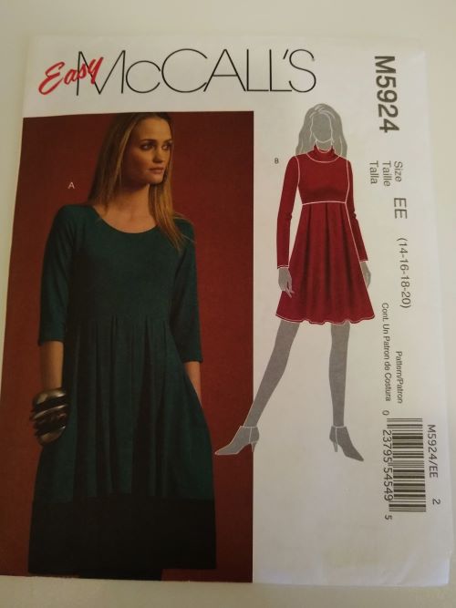 Easy McCall's M5924 Misses Knit-Only Pull-on Dress Sz 14-20 