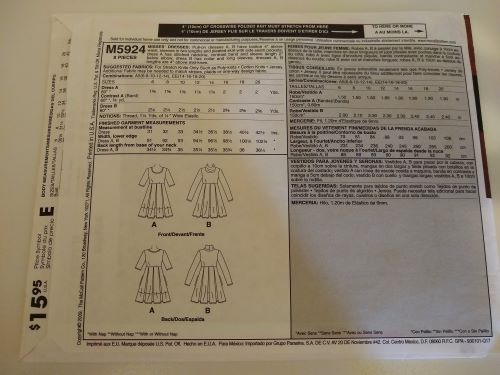 Easy McCall's M5924 Misses Knit-Only Pull-on Dress Sz 14-20 