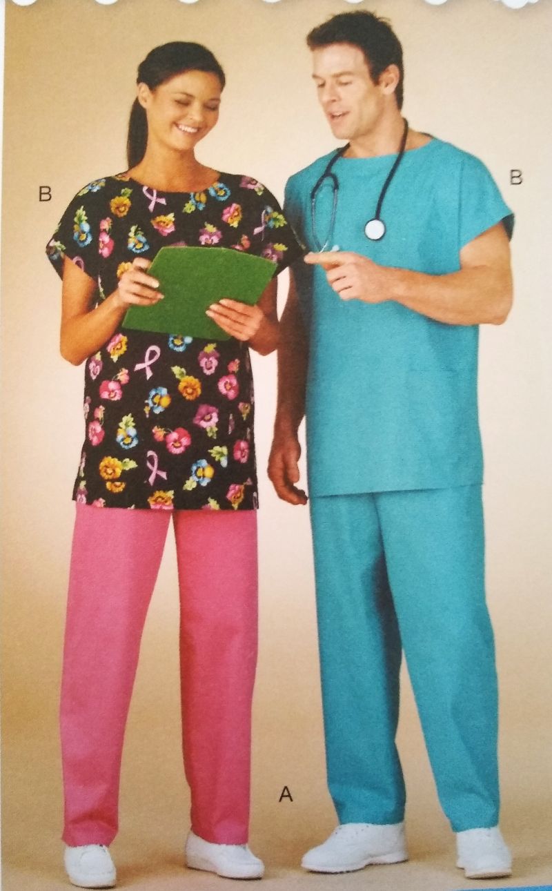 McCall's L9556 Unisex Scrubs Sewing Pattern XS-XL Elastic Waist Pants & Pullover Top