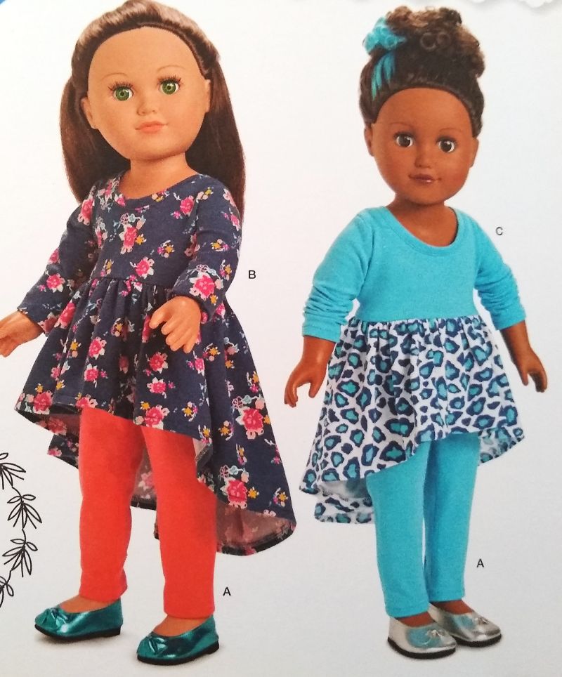 McCall's L9446 Sewing Pattern for 18" Doll Clothes Dress Tunic Leggings Shrug Sew Simple (2022)