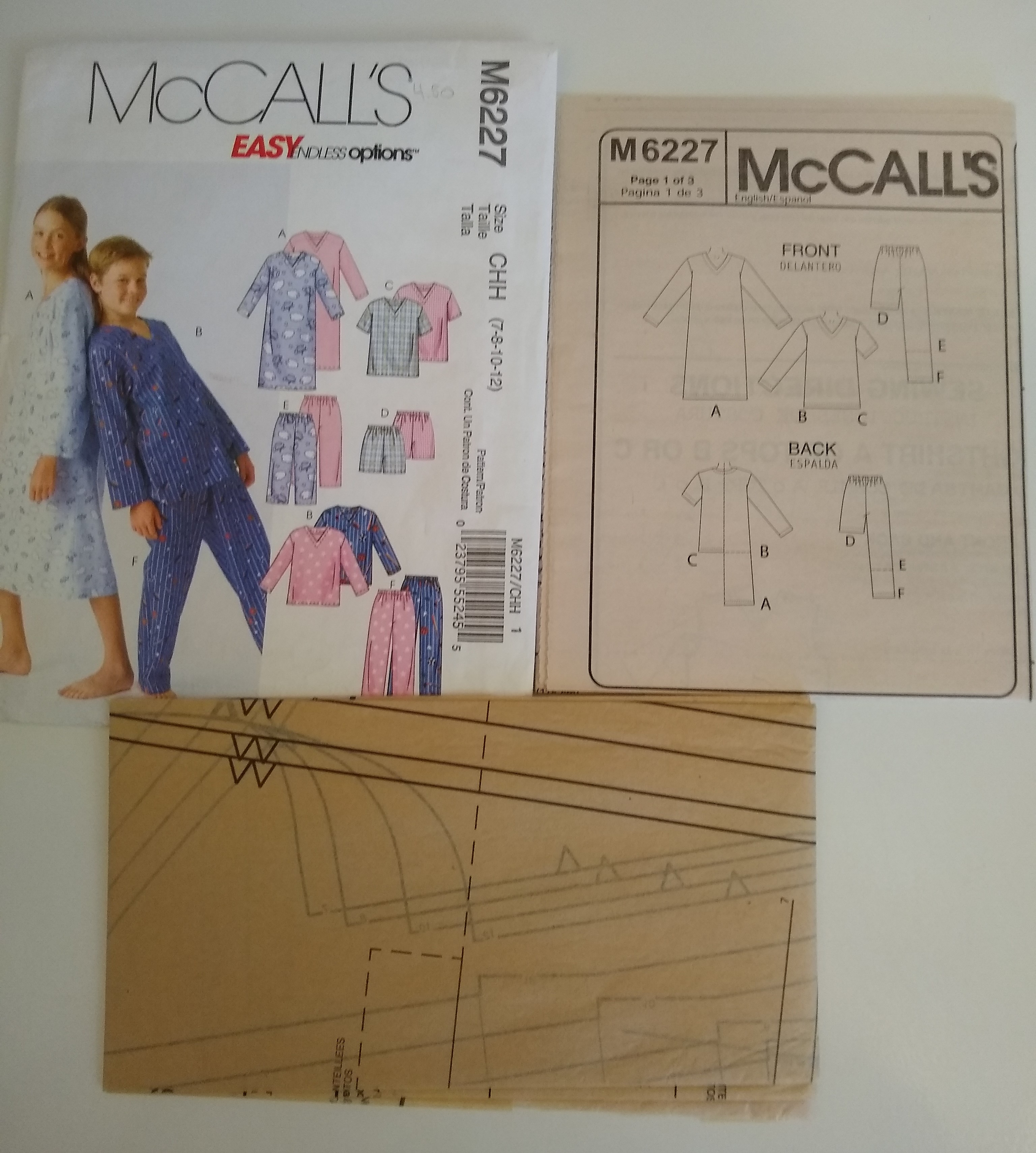 McCall’s M6227 Easy Unisex Kids’ Pajamas Sewing Pattern Sizes 7–12 FF