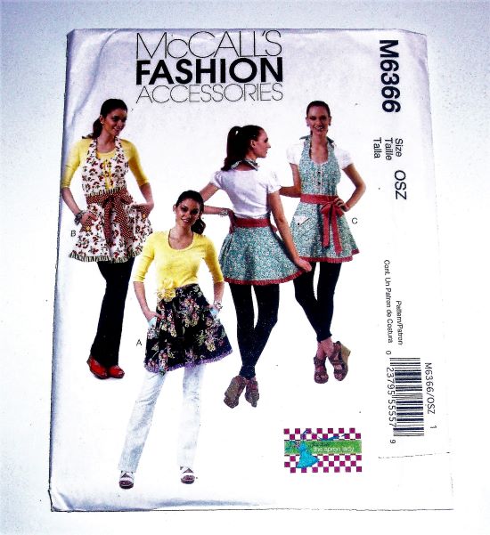 McCall’s M6366 Misses Flared Full & Half Aprons Sewing Pattern Sizes S–XL 