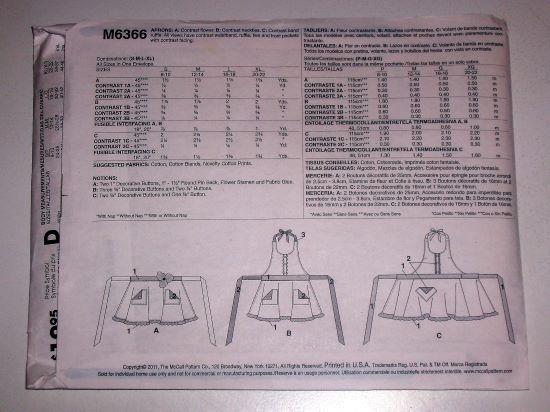 McCall’s M6366 Misses Flared Full & Half Aprons Sewing Pattern Sizes S–XL 