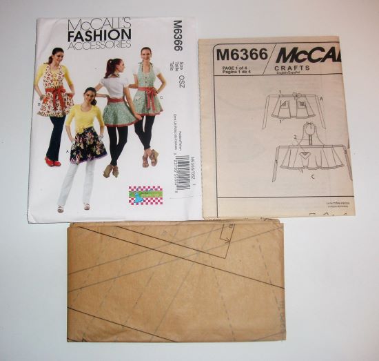 McCall’s M6366 Misses Flared Full & Half Aprons Sewing Pattern Sizes S–XL 