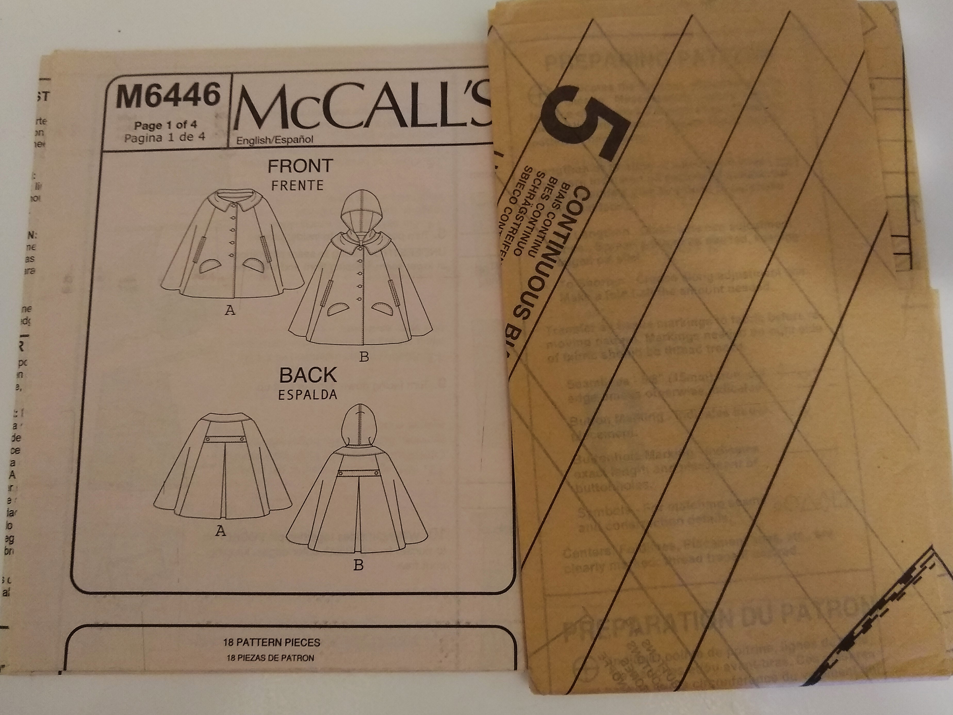 McCall’s M6446 Misses Cape Sewing Pattern – Sizes 12–20 – Hooded or Collared Style