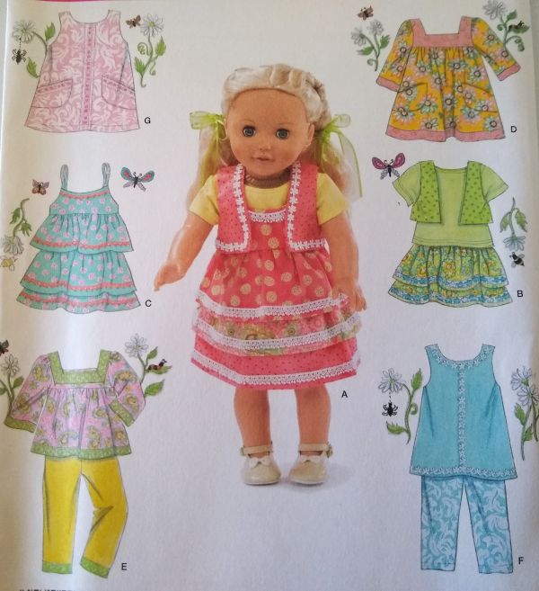 Simplicity 2296 Sewing Pattern 18” Doll Clothes Tops Skirt Dress Pants 2010 FF