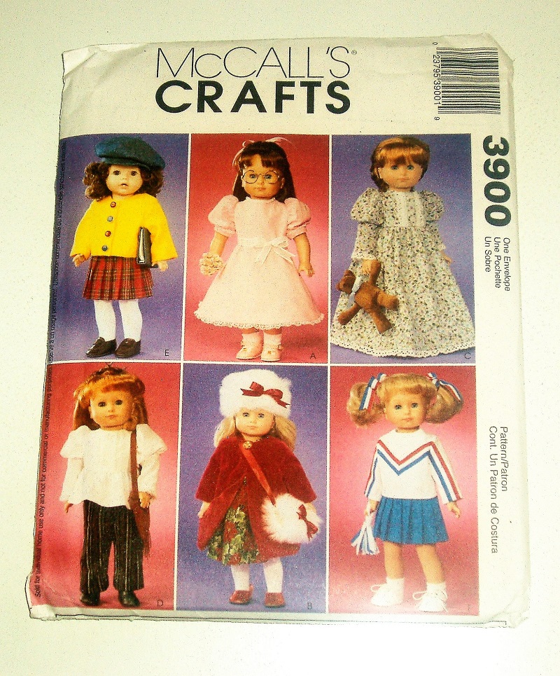 McCall’s 3900 Sewing Pattern 18” Doll Wardrobe American Girl Springfield 2002 FF