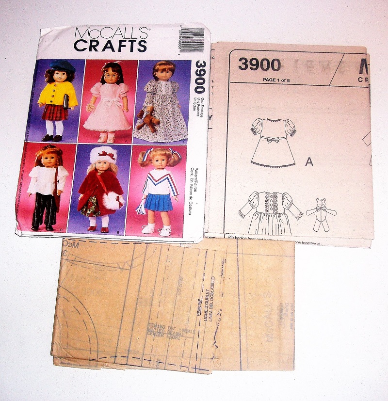 McCall’s 3900 Sewing Pattern 18” Doll Wardrobe American Girl Springfield 2002 FF