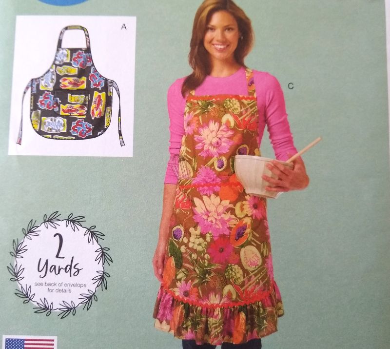 McCall’s L9416 Sewing Pattern Misses Full & Half Aprons S–XL Ruffle Hem FF UC