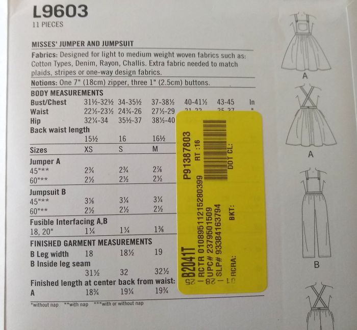 McCall’s L9603 Sewing Pattern Misses Jumper & Jumpsuit Sizes XS–XL 2022 FF