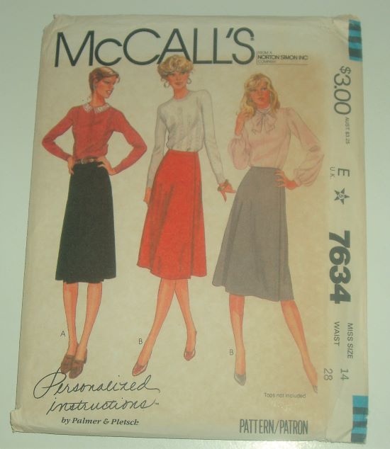 Vintage 1981 McCall’s 7634 Misses Wrap Skirt Pattern Size 14