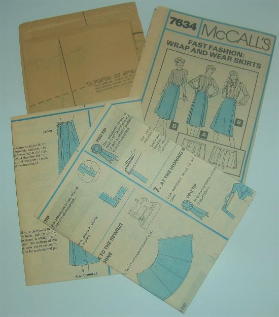 Vintage 1981 McCall’s 7634 Misses Wrap Skirt Pattern Size 14