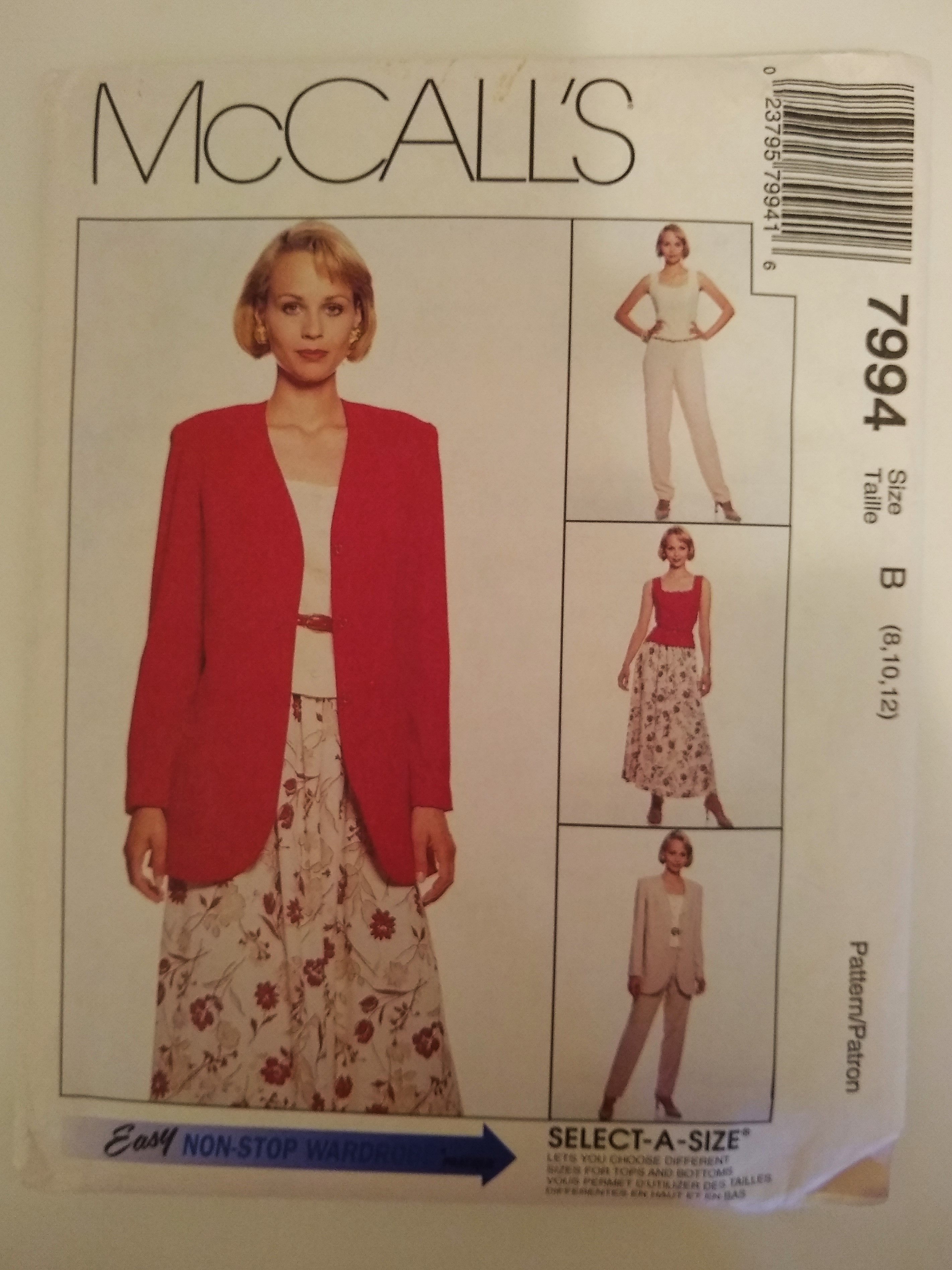 1995 McCall’s 7994 Misses Wardrobe Pattern Sizes 8–12