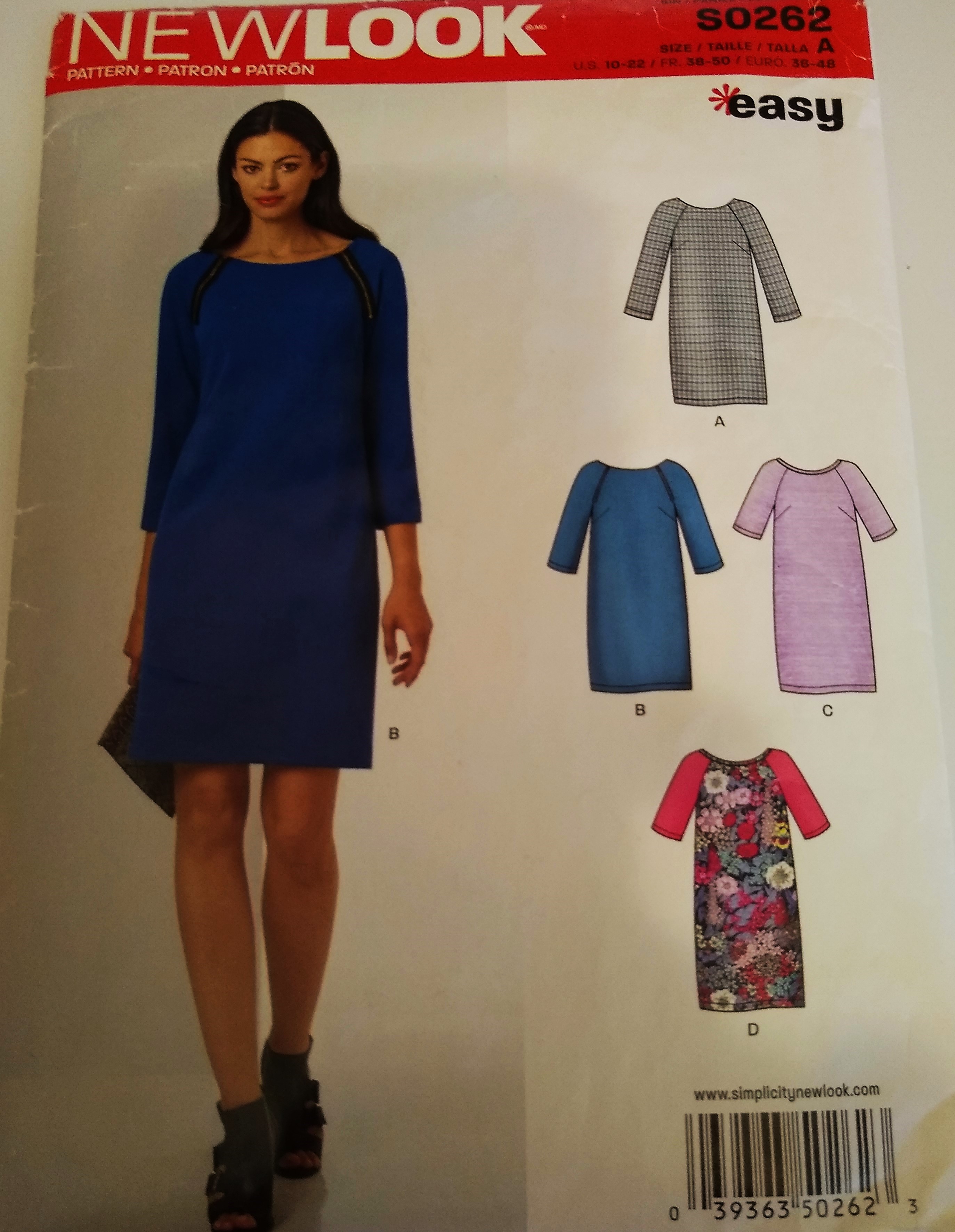 New Look S0262 Misses Straight Dress Pattern Sz 10-22