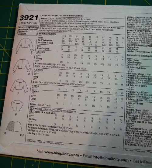 Simplicity 3921 Misses Boleros & Capelets Pattern – Sizes 8–16