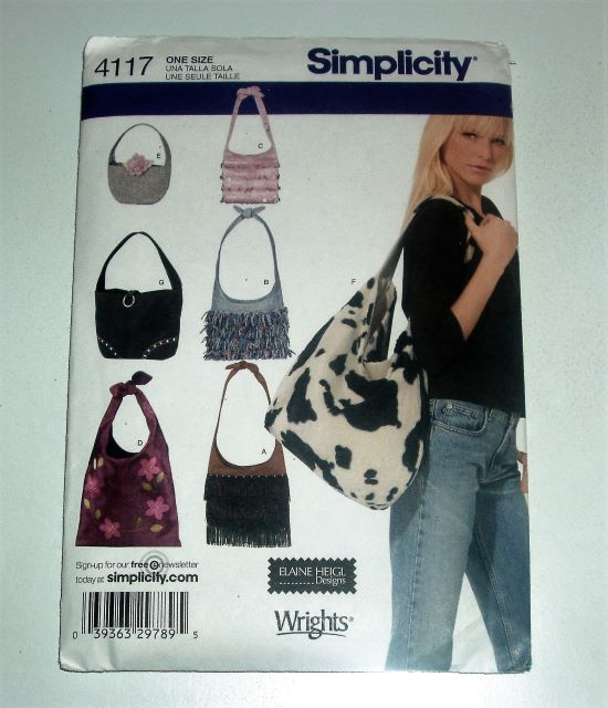 Simplicity 4117 Misses Handbags & Purses Pattern One Size Multi-Style