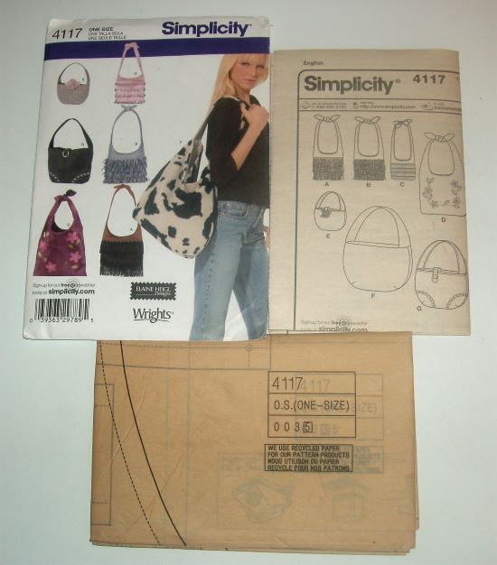 Simplicity 4117 Misses Handbags & Purses Pattern One Size Multi-Style
