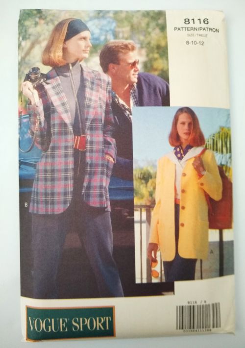 Vintage Vogue 8116 Sewing Pattern Easy Misses Lined Jacket, Sizes 8-12