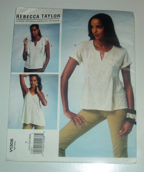 Vogue V1306 Sewing Pattern Misses Knit Top & Tunic XS–M by Rebecca Taylor (2012)