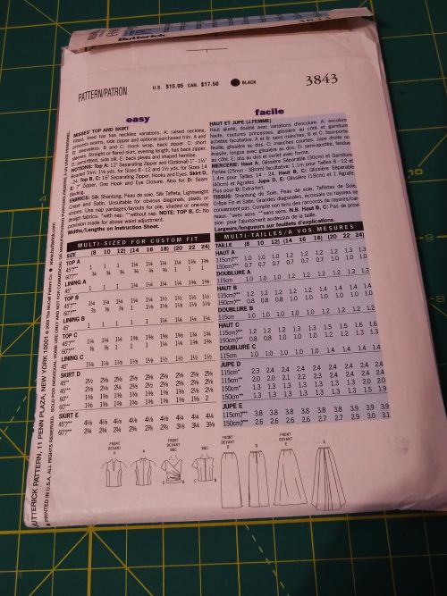 Easy Butterick 3843 Misses Evening Top & Skirt Sewing Pattern (2003) Sz 14–18