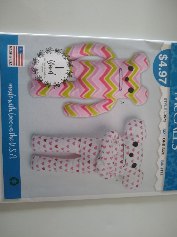 McCall’s L9572 Sewing Pattern Stuffed Mouse Cat Rabbit Plush Toys Uncut