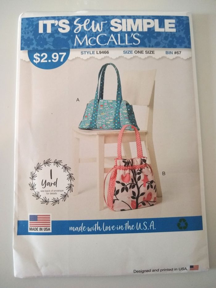 McCall’s L9466 Sewing Pattern It’s Sew Simple Handbags View A & B 