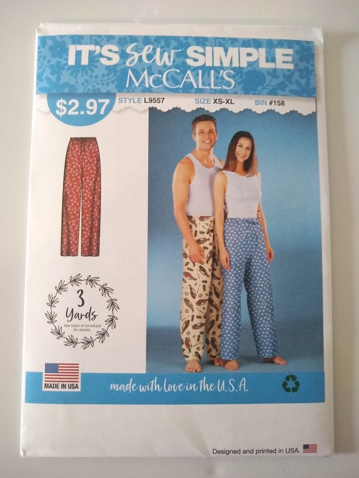 Easy McCall’s L9557 Sewing Pattern Unisex Lounge Pajama Pants XS–XL 
