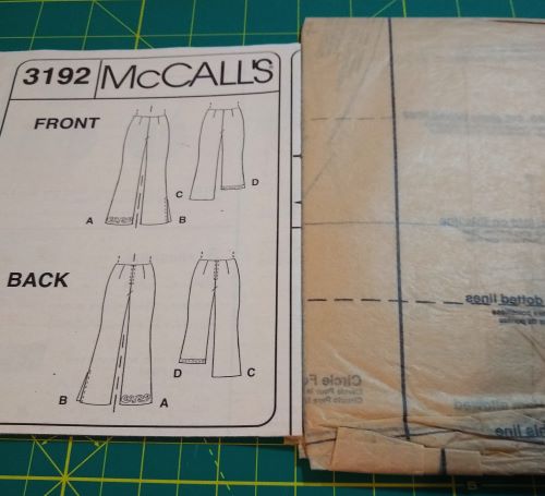  McCall’s 3192 Sewing Pattern Misses’ Low-Rise Flared Pants (2001)