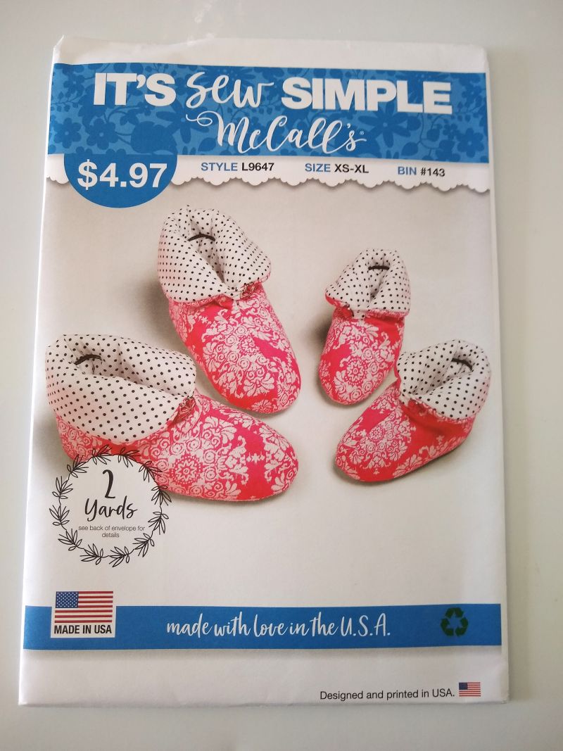 McCall’s L9647 Lined House Slippers Sewing Pattern  Unisex Adult & Child XS–XL