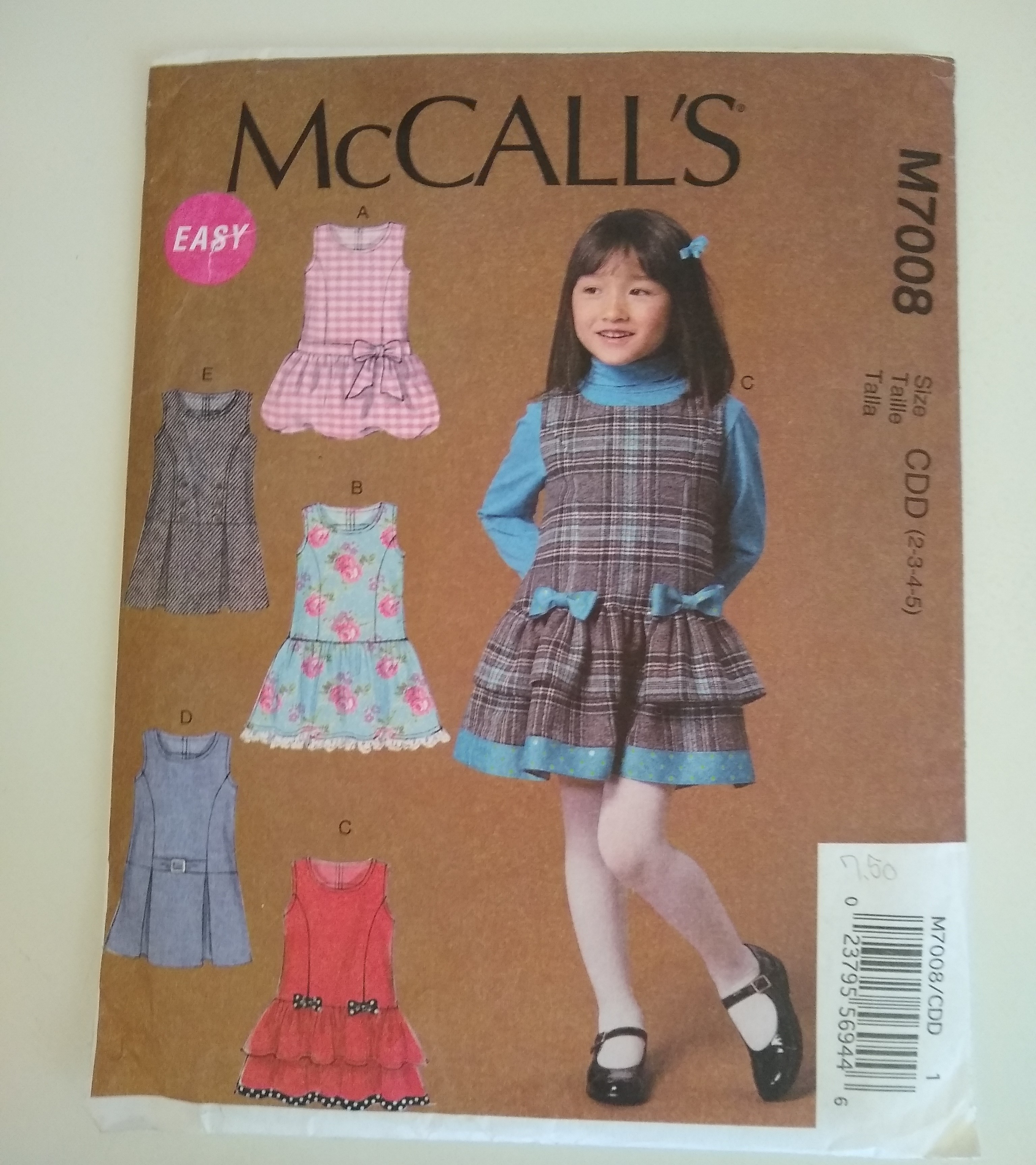 McCall’s M7008 Girl’s Jumper Sewing Pattern Sizes 2-5