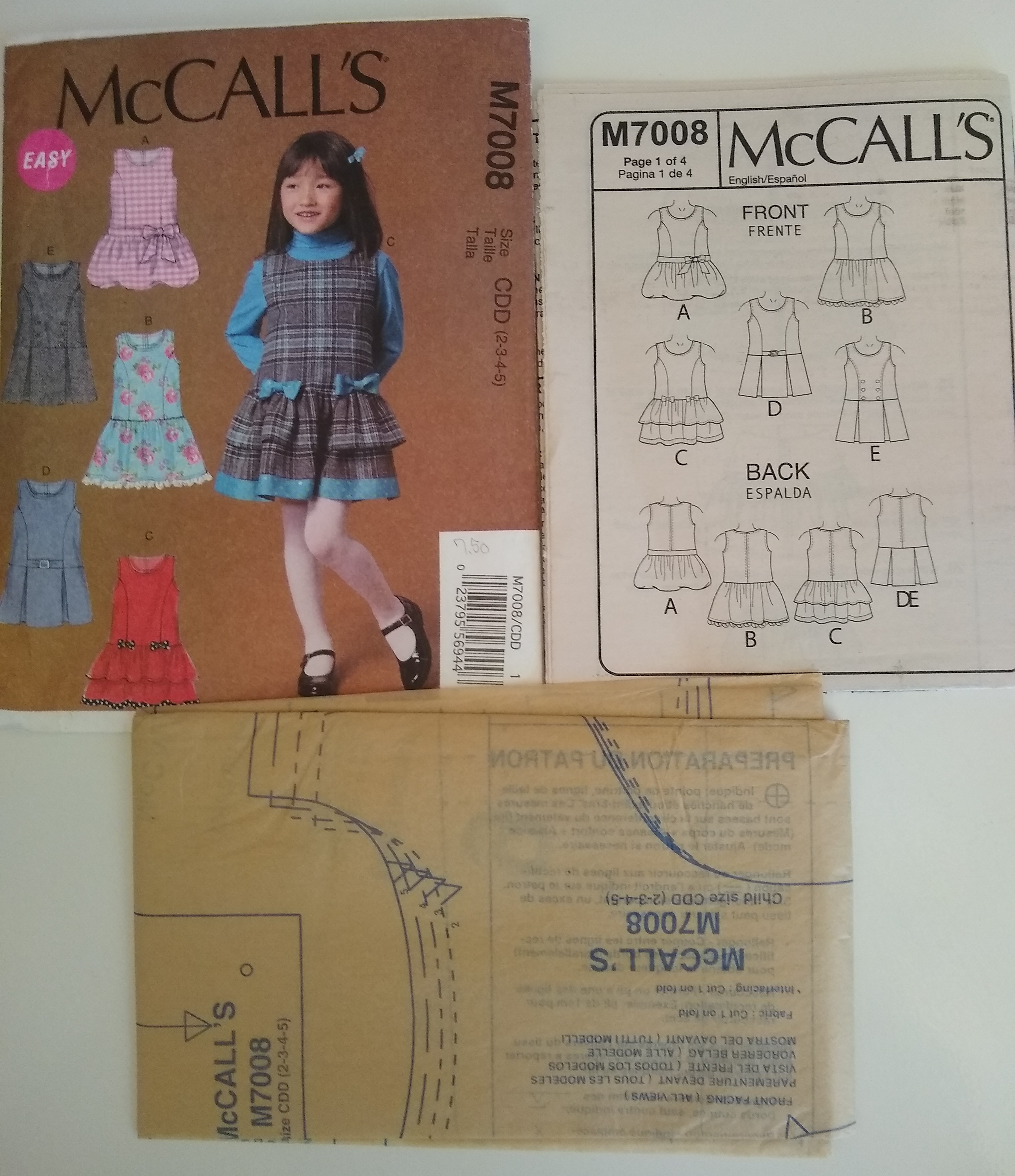 McCall’s M7008 Girl’s Jumper Sewing Pattern Sizes 2-5