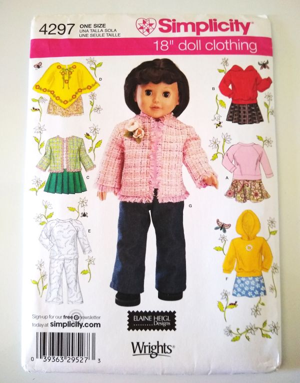 Simplicity 4297 18" Doll Clothes Pattern (Fall/Winter Wardrobe)