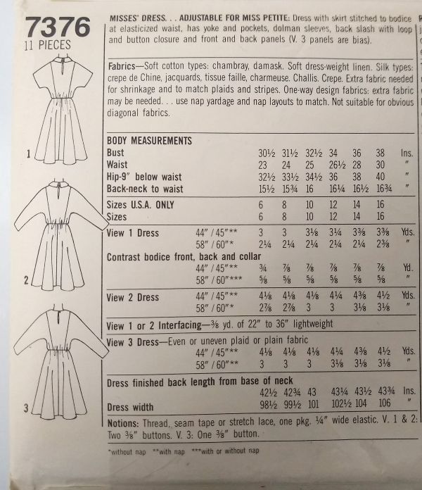 Simplicity 7376 Misses Elastic-Waist Dress Pattern (Sz 12–16)