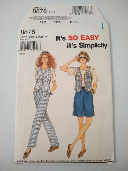 Simplicity 8878 Misses Pull-On Pants & Shorts Lined Vest Sz 8-18